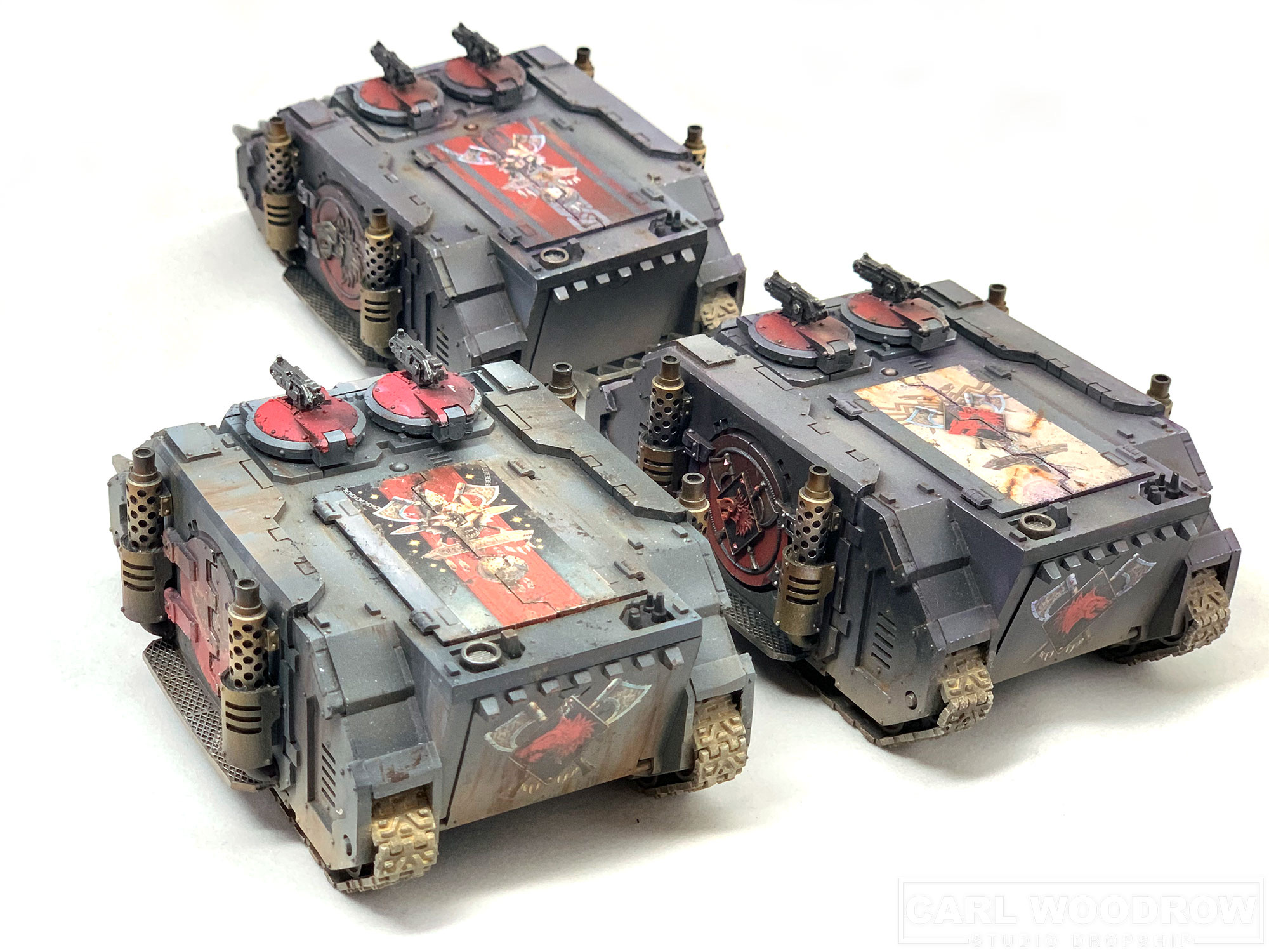 Painted Space Wolf Rhino tank squadron for Warhammer Horus Heresy