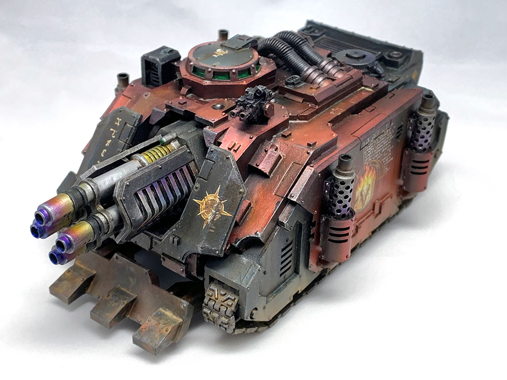 Forgeworld Vindicator in the colours of the seventeenth legion Word Bearers